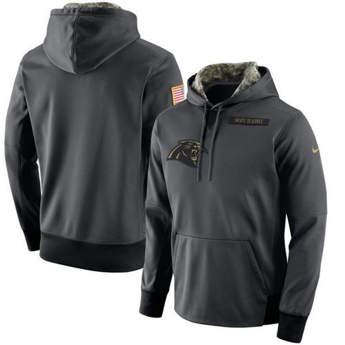 Men's Carolina Panthers Nike Anthracite Salute to Service Player Performance Hoodie - Click Image to Close